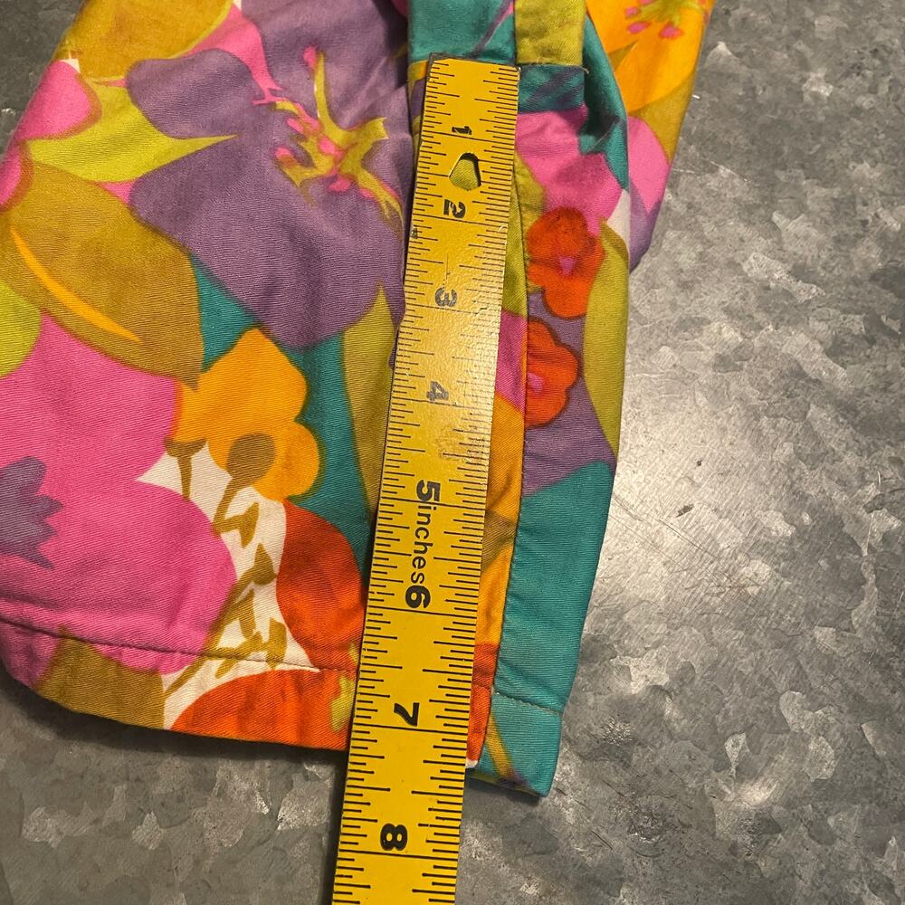 Vintage 60s Hawaiian Floral Swim Board Shorts Medium Cotton Trunks Retro Hippie - Picture 11 of 11